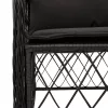  3 részes fekete polyrattan bisztrógarnitúra párnával