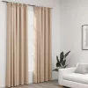  2 db bézs vászonhatású sötétítőfüggöny kampókkal 140 x 245 cm