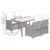  5 részes szürke polyrattan kerti étkezőgarnitúra párnával