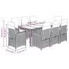  9 részes szürke polyrattan kerti étkezőgarnitúra párnával