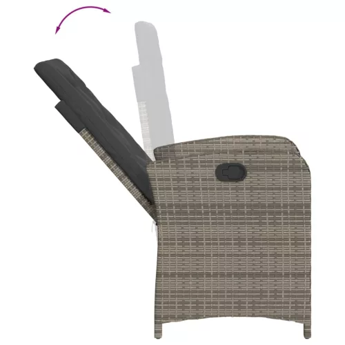 9 részes szürke polyrattan kerti étkezőgarnitúra párnával