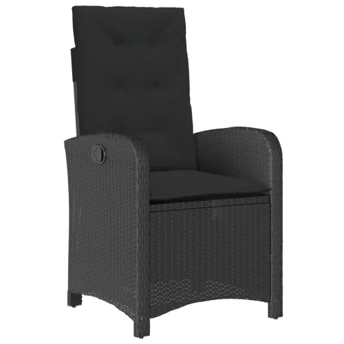  9 részes fekete polyrattan kerti étkezőgarnitúra párnákkal