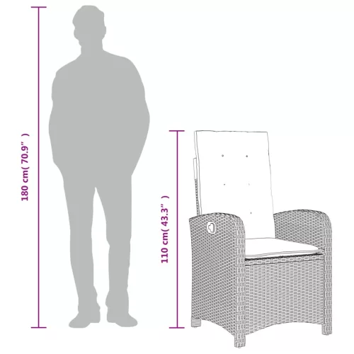  9 részes szürke polyrattan kerti étkezőgarnitúra párnával