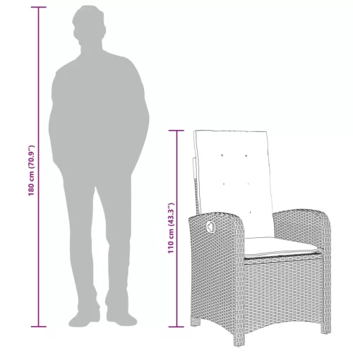  9 részes bézs polyrattan kerti étkezőgarnitúra párnákkal