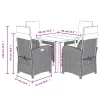  5 részes barna polyrattan kerti étkezőgarnitúra párnákkal