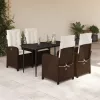  5 részes barna polyrattan kerti étkezőgarnitúra párnákkal