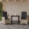  3részes világosszürke polyrattan kerti étkezőgarnitúra párnával