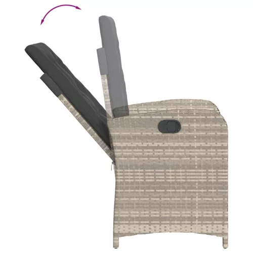  3részes világosszürke polyrattan kerti étkezőgarnitúra párnával