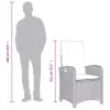  3részes világosszürke polyrattan kerti étkezőgarnitúra párnával
