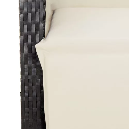  5 részes fekete polyrattan kerti étkezőgarnitúra párnákkal