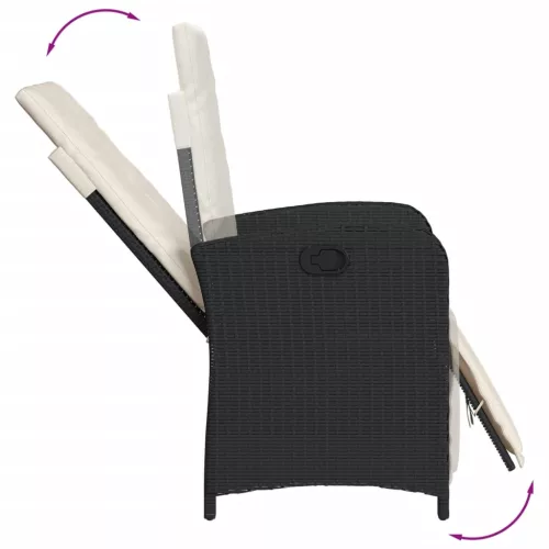  3 részes fekete polyrattan bisztrógarnitúra párnával
