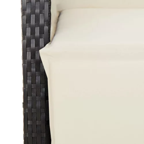  3 részes fekete polyrattan bisztrógarnitúra párnával