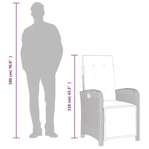  3 részes fekete polyrattan bisztrógarnitúra párnával