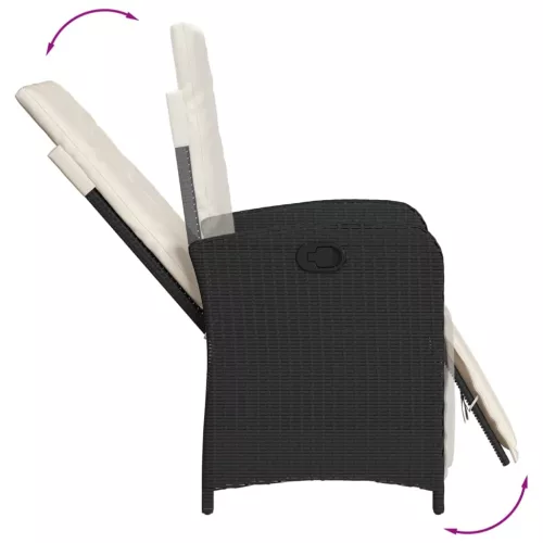  5 részes fekete polyrattan kerti étkezőgarnitúra párnákkal