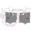  5 részes fekete polyrattan kerti étkezőgarnitúra párnákkal