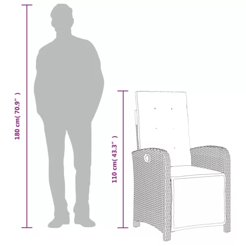  5 részes fekete polyrattan kerti étkezőgarnitúra párnákkal