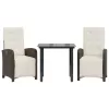  3 részes barna polyrattan bisztrógarnitúra párnákkal