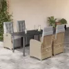  5 részes bézs polyrattan kerti étkezőgarnitúra párnákkal