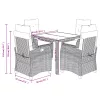  5 részes fekete polyrattan kerti étkezőgarnitúra párnákkal