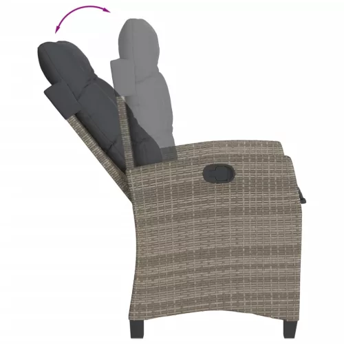  9 részes szürke polyrattan kerti étkezőgarnitúra párnával