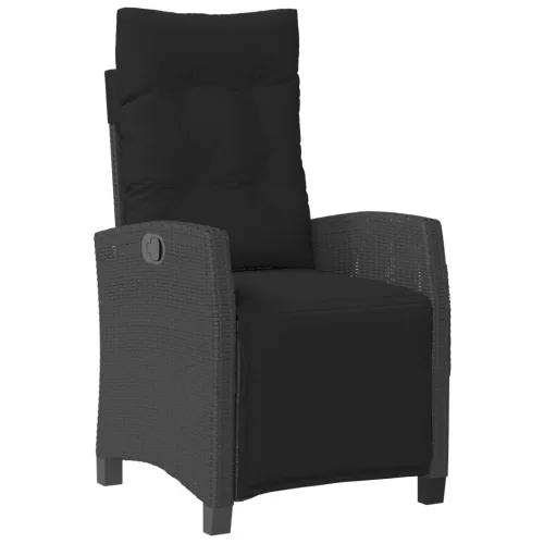  5 részes fekete polyrattan kerti étkezőgarnitúra párnákkal