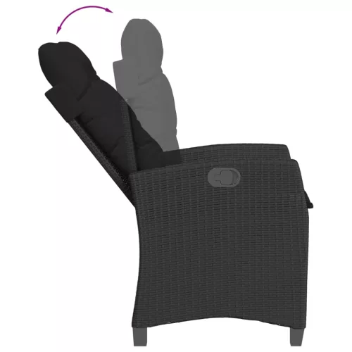  5 részes fekete polyrattan kerti étkezőgarnitúra párnákkal