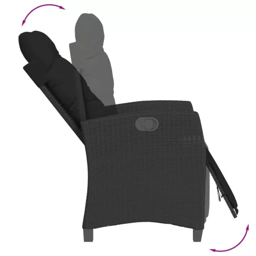  7 részes fekete polyrattan kerti étkezőgarnitúra párnával