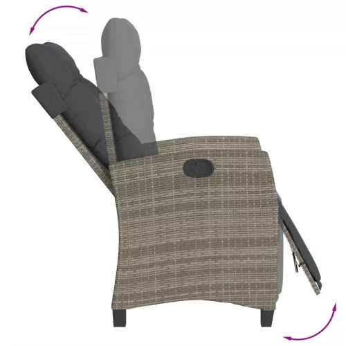  9 részes szürke polyrattan kerti étkezőgarnitúra párnával