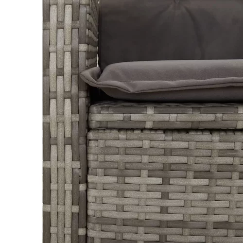  9 részes szürke polyrattan kerti étkezőgarnitúra párnával