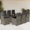  9 részes szürke polyrattan kerti étkezőgarnitúra párnával