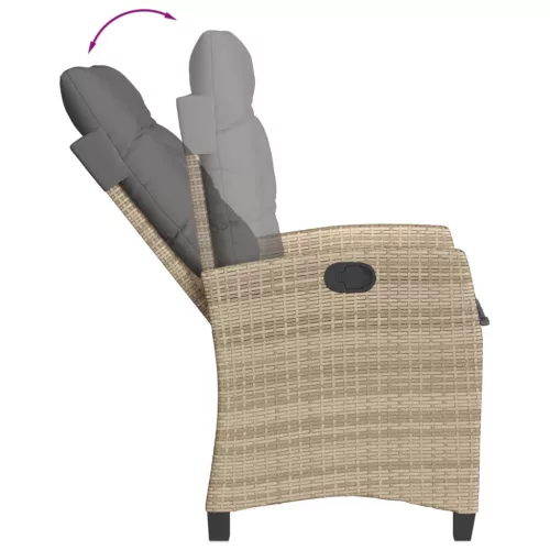  7 részes vegyes bézs polyrattan kerti étkezőgarnitúra párnákkal