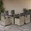  7 részes világosszürke polyrattan kerti étkezőszett párnával