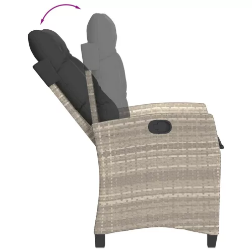 7 részes világosszürke polyrattan kerti étkezőszett párnával