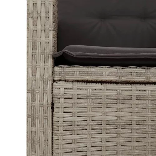  7 részes világosszürke polyrattan kerti étkezőszett párnával
