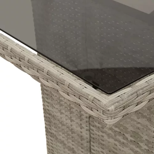  7 részes világosszürke polyrattan kerti étkezőszett párnával