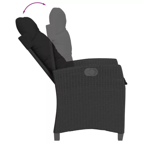  9 részes fekete polyrattan kerti étkezőgarnitúra párnákkal