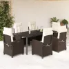  7 részes barna polyrattan kerti étkezőgarnitúra párnával