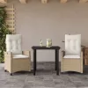  3 részes bézs polyrattan kerti étkezőgarnitúra párnákkal