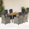  7 részes szürke polyrattan kerti étkezőgarnitúra párnával