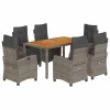  7 részes szürke polyrattan kerti étkezőgarnitúra párnával