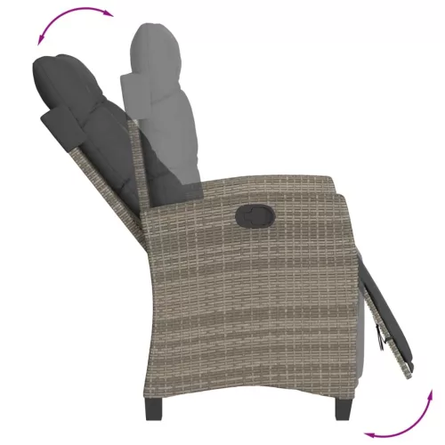 7 részes szürke polyrattan kerti étkezőgarnitúra párnával