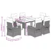  7 részes szürke polyrattan kerti étkezőgarnitúra párnával
