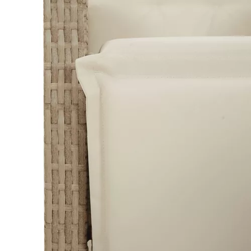  7 részes bézs polyrattan kerti étkezőgarnitúra párnákkal