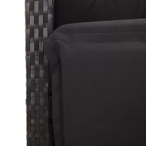  7 részes fekete polyrattan kerti étkezőgarnitúra párnával