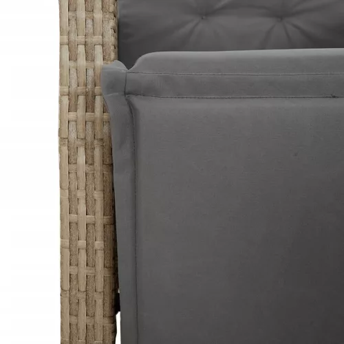  7 részes vegyes bézs polyrattan kerti étkezőgarnitúra párnákkal