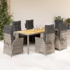  7 részes szürke polyrattan kerti étkezőgarnitúra párnával