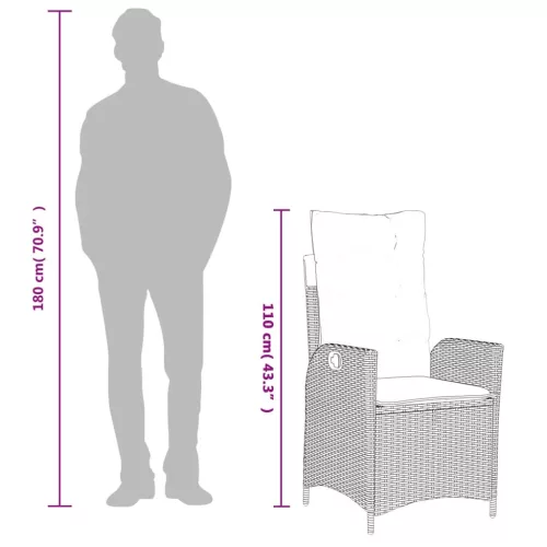 7 részes szürke polyrattan kerti étkezőgarnitúra párnával