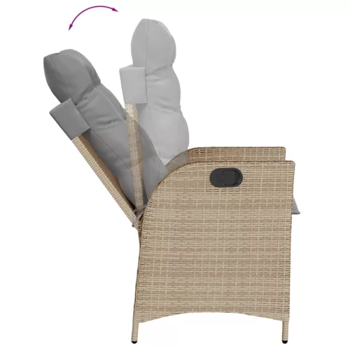  7 részes vegyes bézs polyrattan kerti étkezőgarnitúra párnákkal