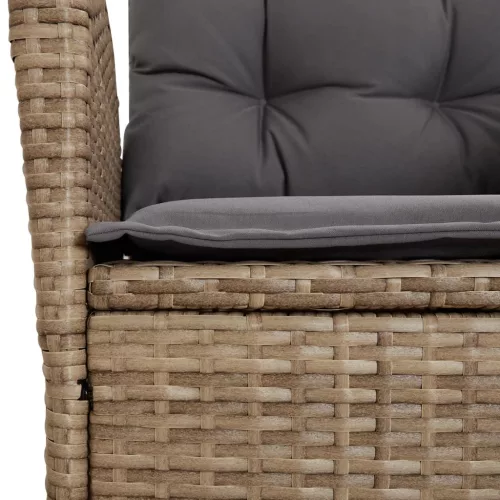 7 részes vegyes bézs polyrattan kerti étkezőgarnitúra párnákkal
