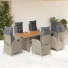  7 részes szürke polyrattan kerti étkezőgarnitúra párnával